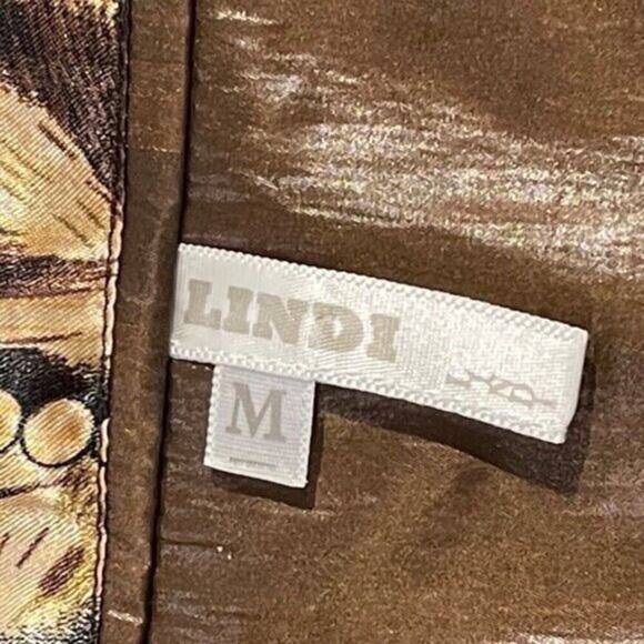 Vintage Y2K Metallic Brown Animal Print Lined Jacket Womens Medium Zip Snap Coat - Picture 16 of 16